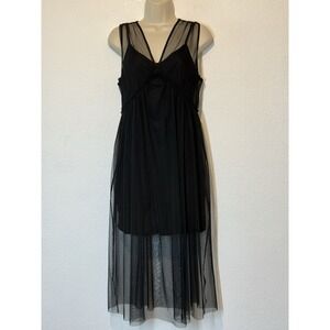 Topshop Tulle Midi Dress‎ Size 6 Black Mesh 2 Piece Whimisgoth Witchy